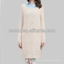 13STC5667 последние дизайн женские толстовки зимний белый свитер платье 